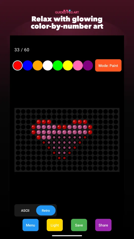 A guided ASCIIbrite color-by-number picture