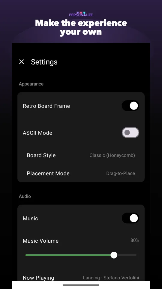 Color and board personalization in ASCIIbrite